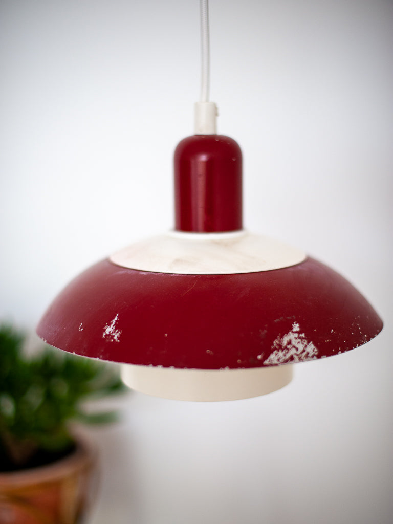 Vintage Plug & Hang Pendant Light Red & White