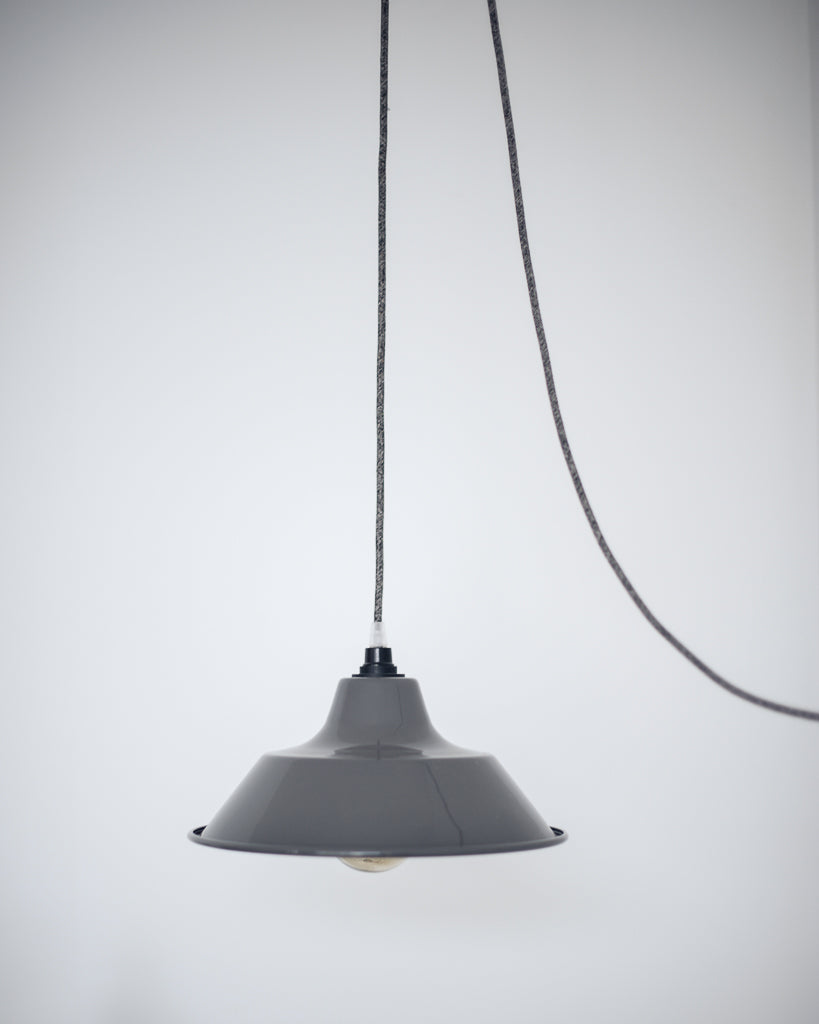 French Enamelled Hang & Plug Pendant Light