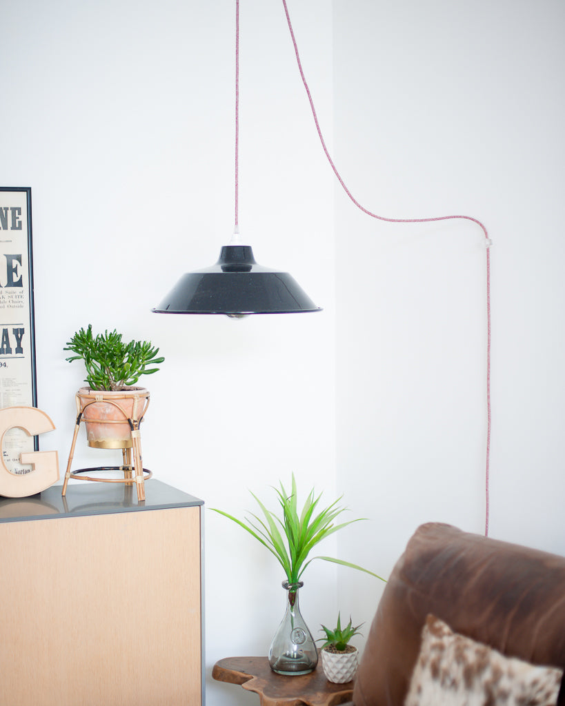 French Enamelled Hang & Plug Pendant Light