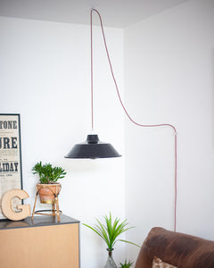 Industrial Plug & Hang Pendant Light (Black)