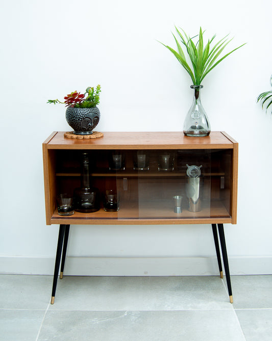 Mid Century Small Cocktail Cabinet / Sideboard (Glass Door)