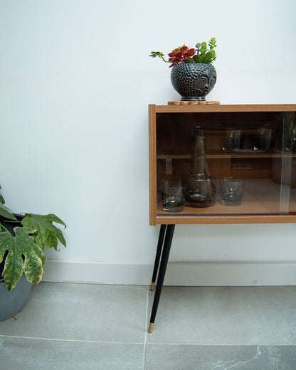 Mid Century Small Cocktail Cabinet / Sideboard (Glass Door)