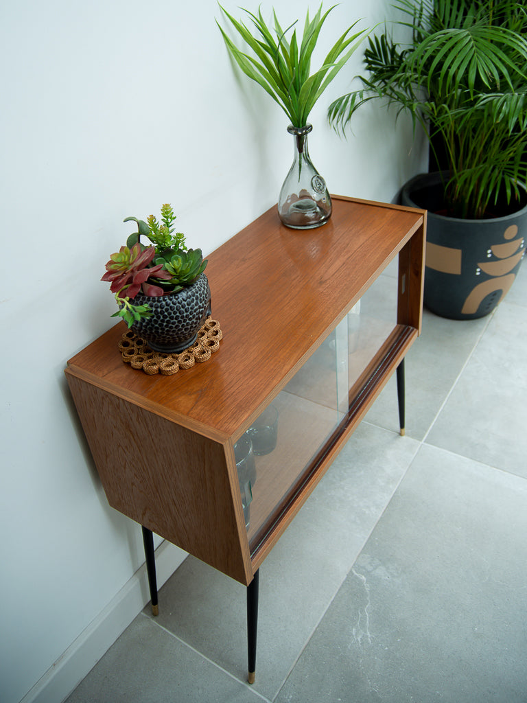 Mid Century Small Cocktail Cabinet / Sideboard (Glass Door)