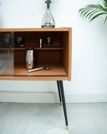 Mid Century Small Cocktail Cabinet / Sideboard (Glass Door)