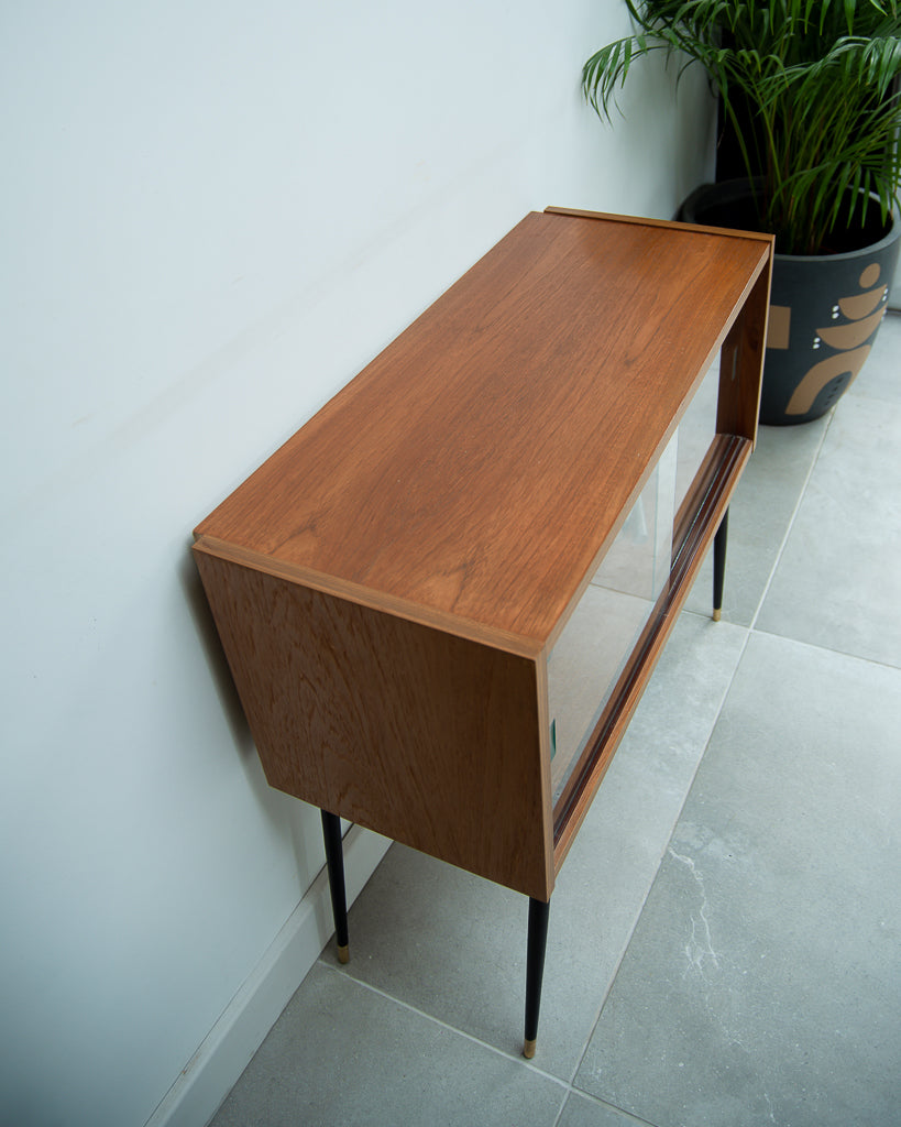 Mid Century Small Cocktail Cabinet / Sideboard (Glass Door)