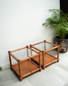 G Plan Bamboo & Glass Side Tables