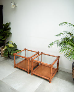 G Plan Bamboo & Glass Side Tables