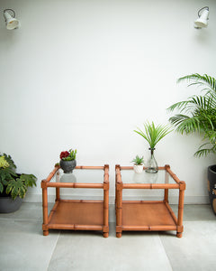 G Plan Bamboo & Glass Side Tables