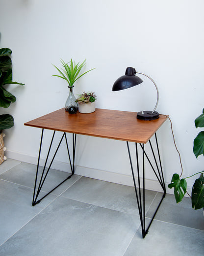 Vintage Reclaimed Teak Wire Frame Legs Desk