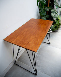 Vintage Reclaimed Teak Wire Frame Legs Desk