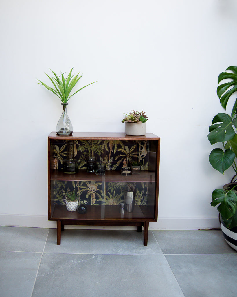 Mid Century Teak Bookcase / Drinks Cabinet (Glass Doors)