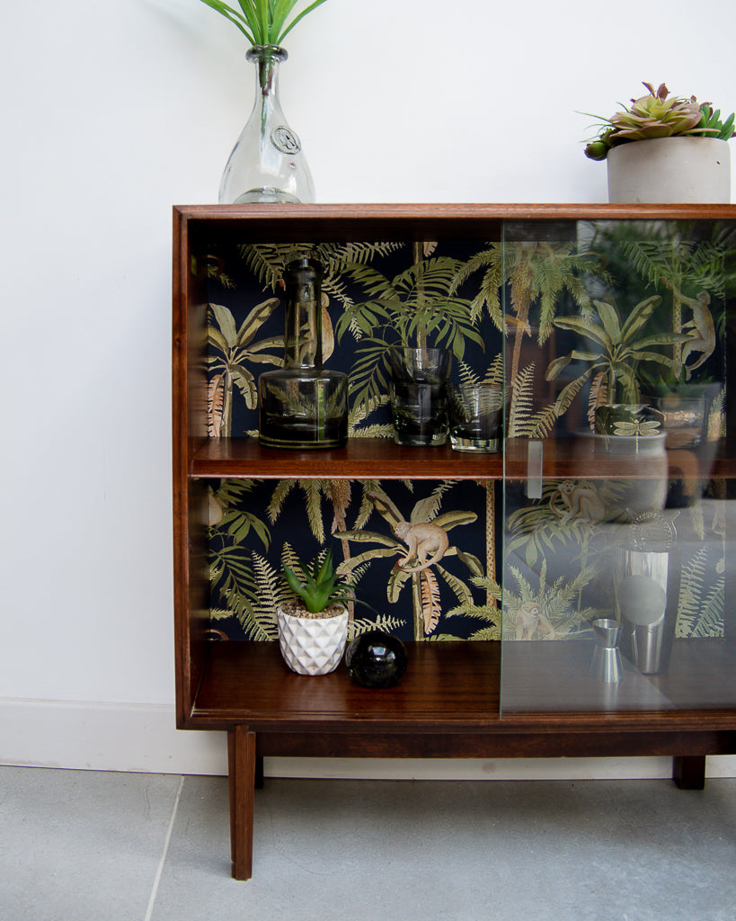 Mid Century Teak Bookcase / Drinks Cabinet (Glass Doors)