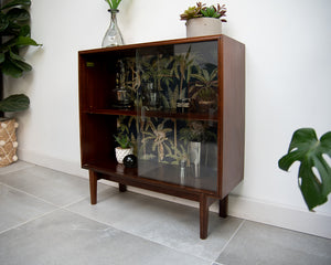 Mid Century Teak Bookcase / Drinks Cabinet (Glass Doors)