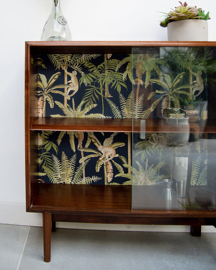 Mid Century Teak Bookcase / Drinks Cabinet (Glass Doors)