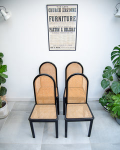 Ebonised Rattan 1980s Chairs (Set of Eight)