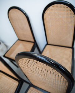 Ebonised Rattan 1980s Chairs (Set of Eight)