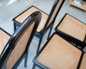 Ebonised Rattan 1980s Chairs (Set of Eight)