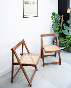 Aldo Jacober Beech & Cane Folding Chairs