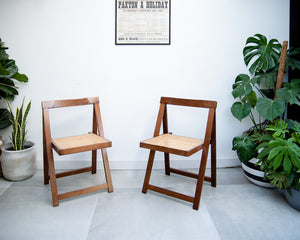 Aldo Jacober Beech & Cane Folding Chairs