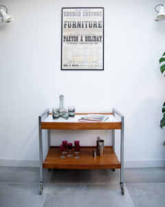 Teak & Chrome Cocktail Drinks Trolley / Bar