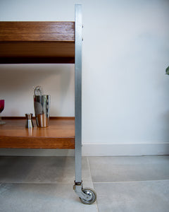 Teak & Chrome Cocktail Drinks Trolley / Bar