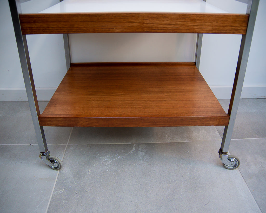 Teak & Chrome Cocktail Drinks Trolley / Bar