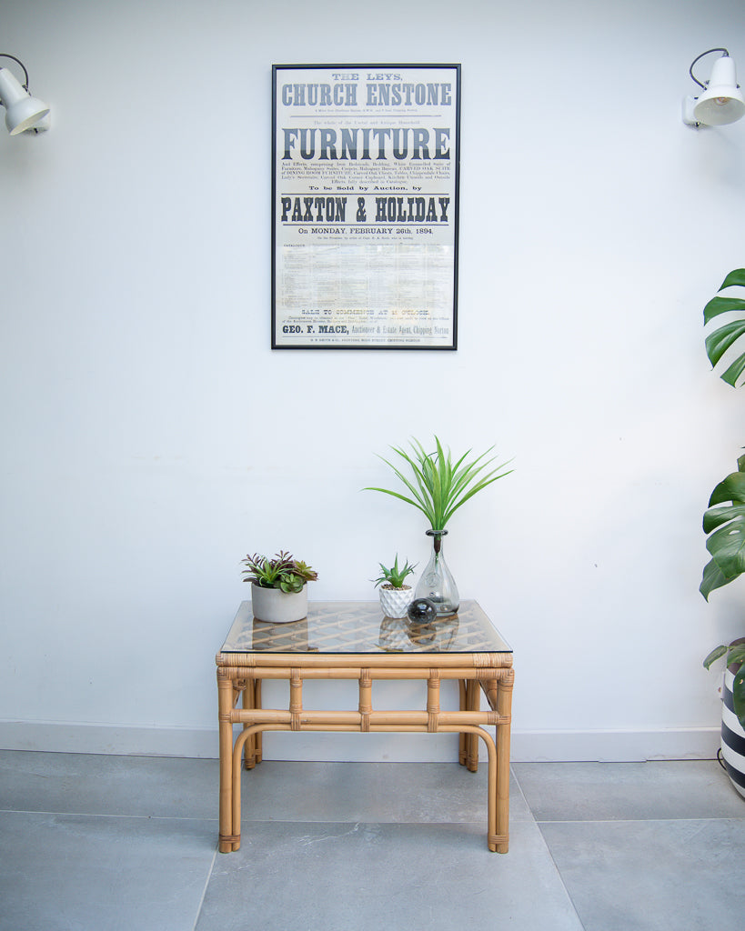 Vintage Bamboo & Glass Coffee Table