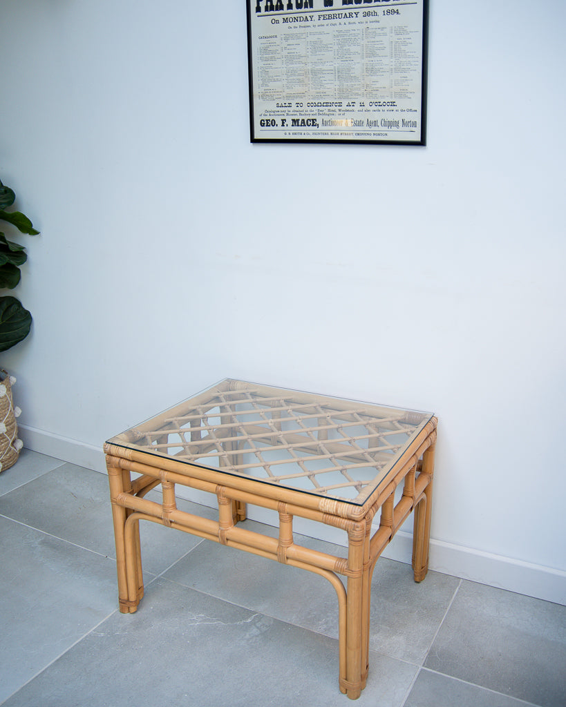 Vintage Bamboo & Glass Coffee Table