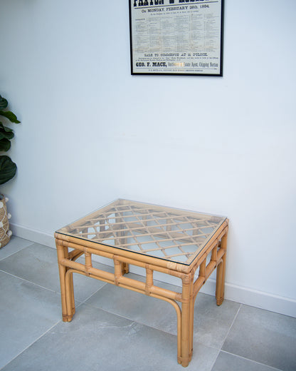Vintage Bamboo & Glass Coffee Table