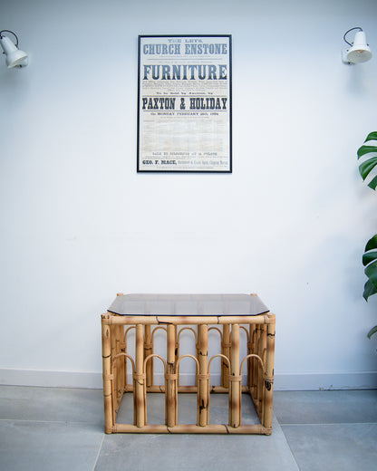 Vintage Bamboo & Smoked Glass Coffee Table