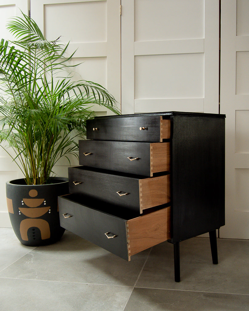 Mid Century Ebonised Chest of Drawers