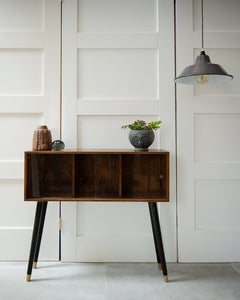Mid Century Small Oak Cocktail Cabinet / Sideboard (Glass Door)