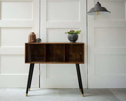 Mid Century Small Oak Cocktail Cabinet / Sideboard (Glass Door)