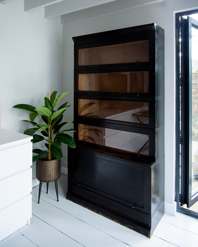 Vintage Ebonised Barristers Bookcase