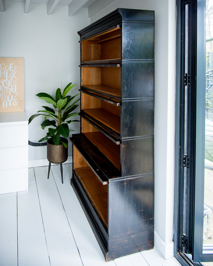 Vintage Ebonised Barristers Bookcase