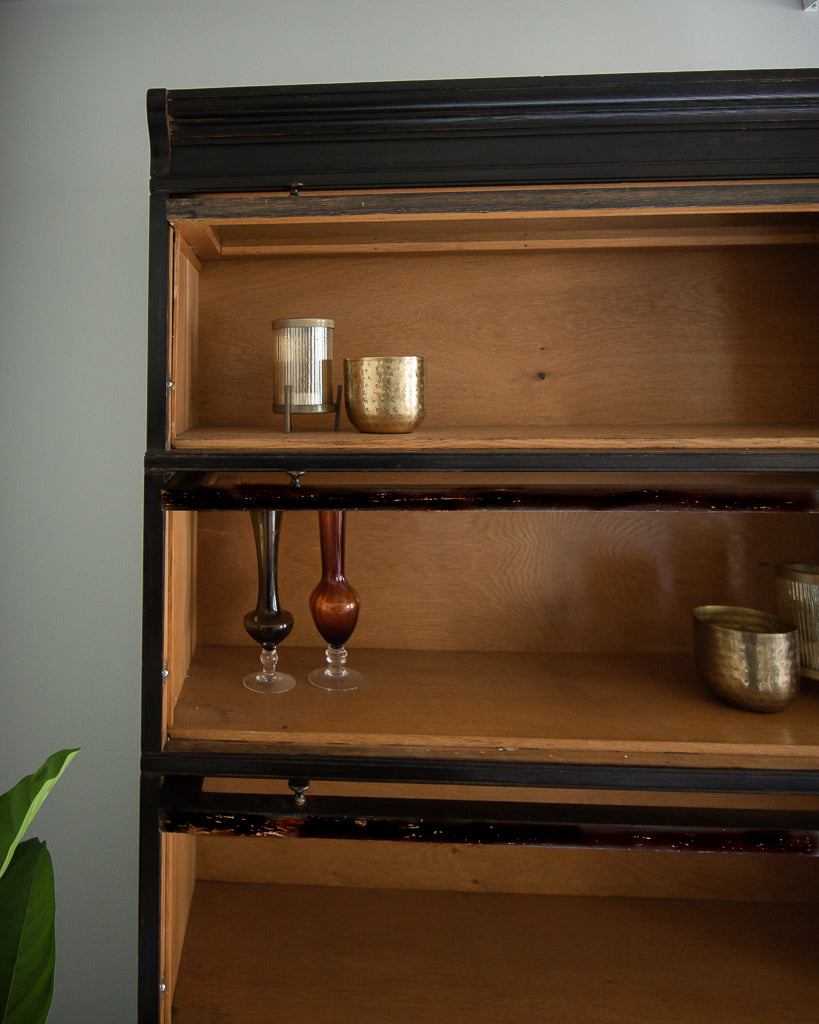 Vintage Ebonised Barristers Bookcase