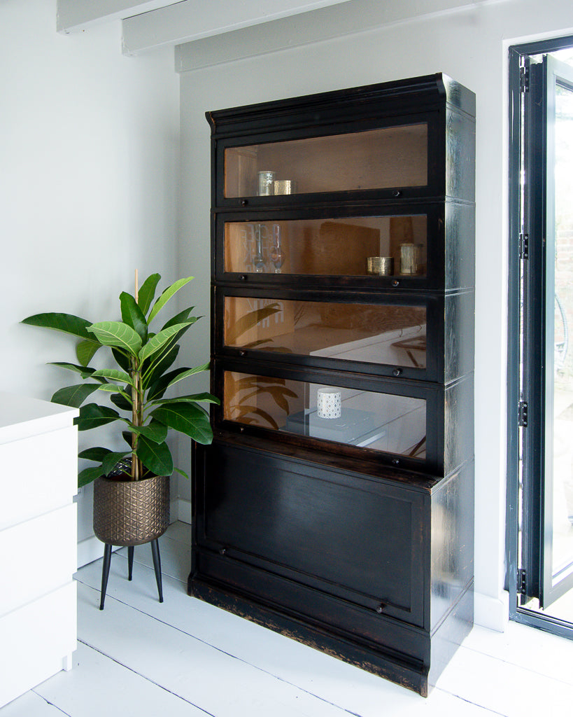 Vintage Ebonised Barristers Bookcase