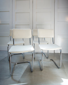 Mid Century Bauhaus Style Cantilever Chairs (White)