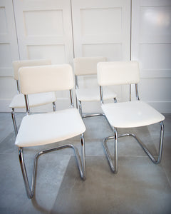 Mid Century Bauhaus Style Cantilever Chairs (White)