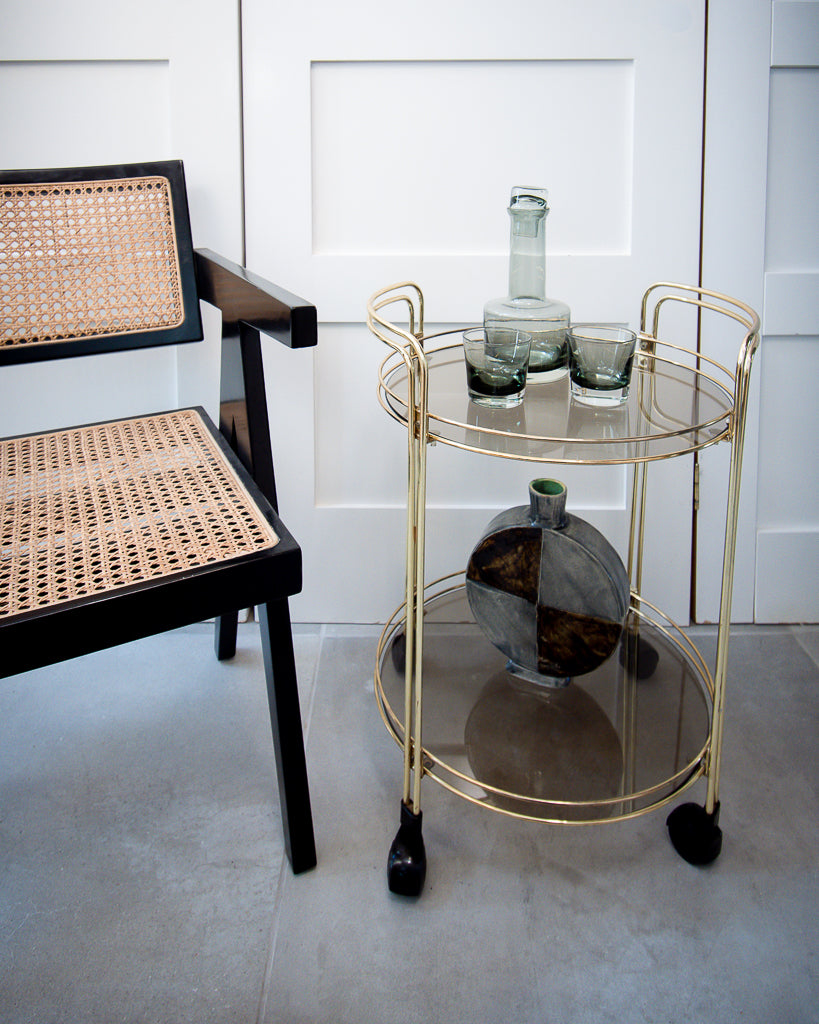 Mid Century Brass Cocktail Trolley / Bar