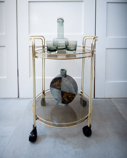 Mid Century Brass Cocktail Trolley / Bar