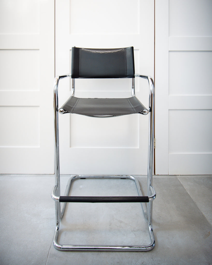 Bauhaus Style Chrome Bar / Kitchen Stools 