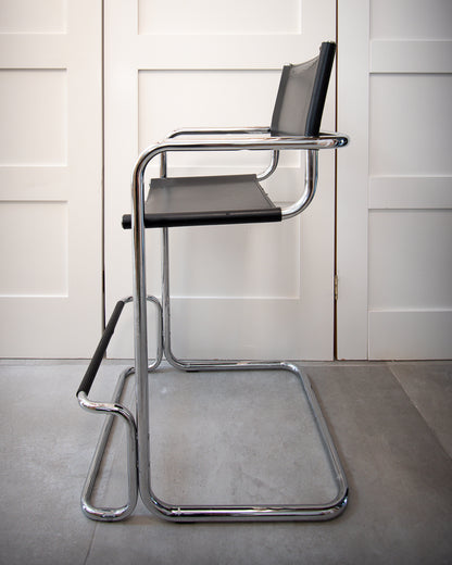 Bauhaus Style Chrome Bar / Kitchen Stools 
