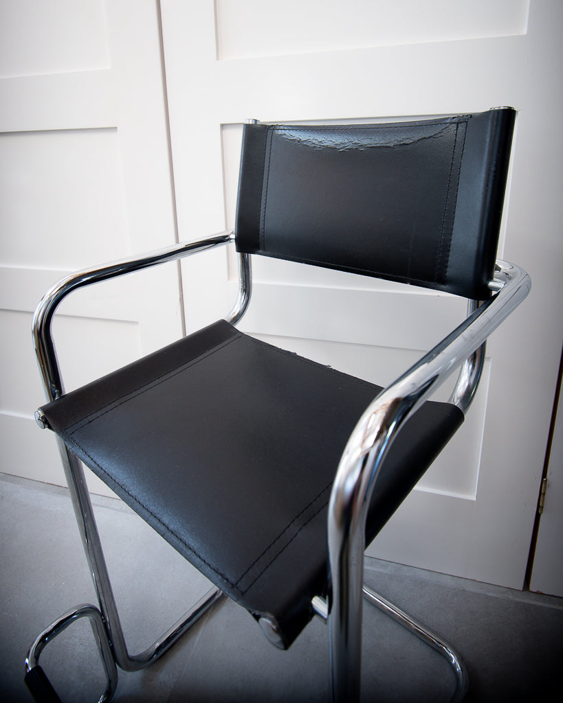 Bauhaus Style Chrome Bar / Kitchen Stools 