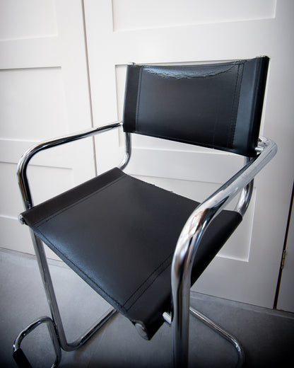 Bauhaus Style Chrome Bar / Kitchen Stools 