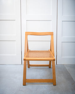 Vintage Beechwood Cane Folding Chairs (Pair)