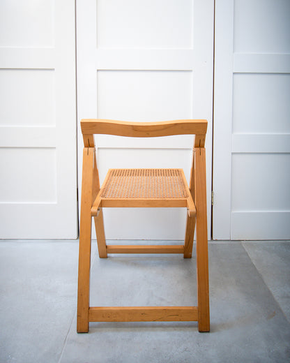 Vintage Beechwood Cane Folding Chairs (Pair)