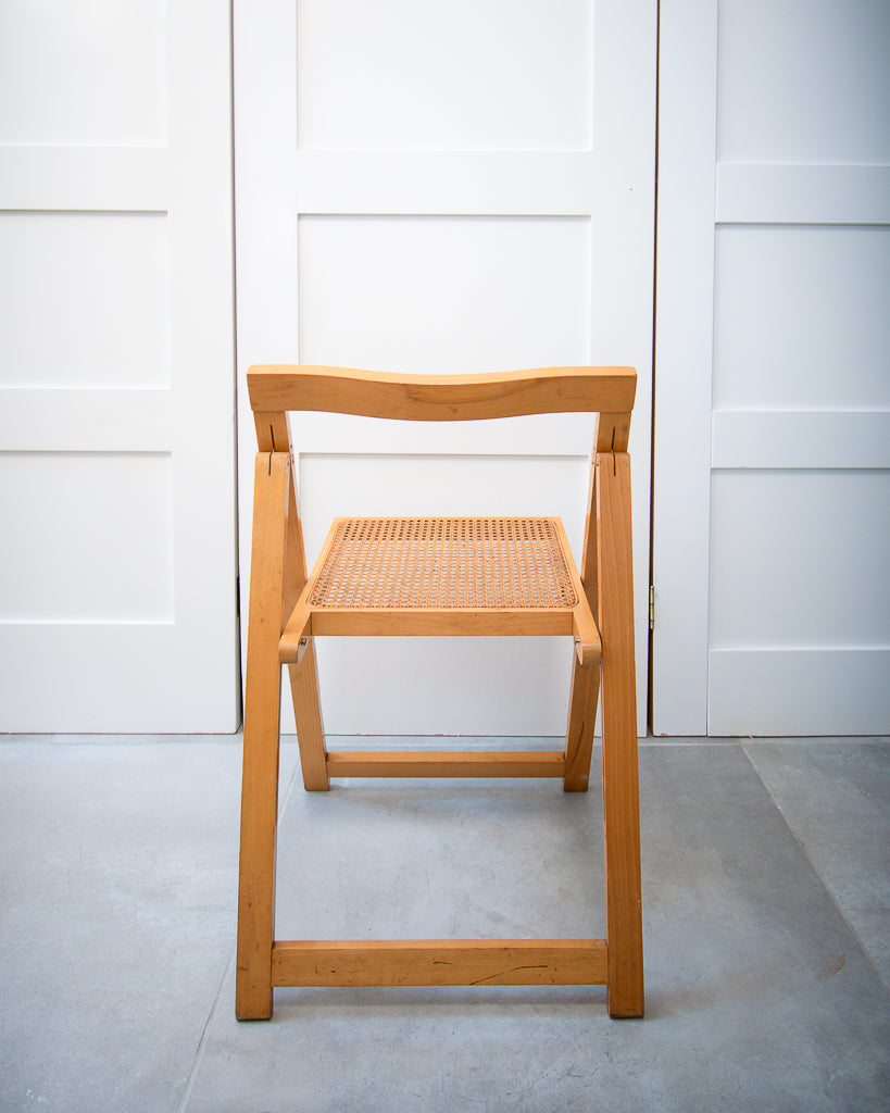 Vintage Beechwood Cane Folding Chairs (Pair)