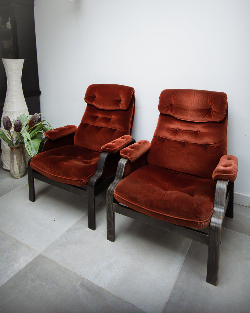 Danish Bentwood Recliner Lounge Armchairs