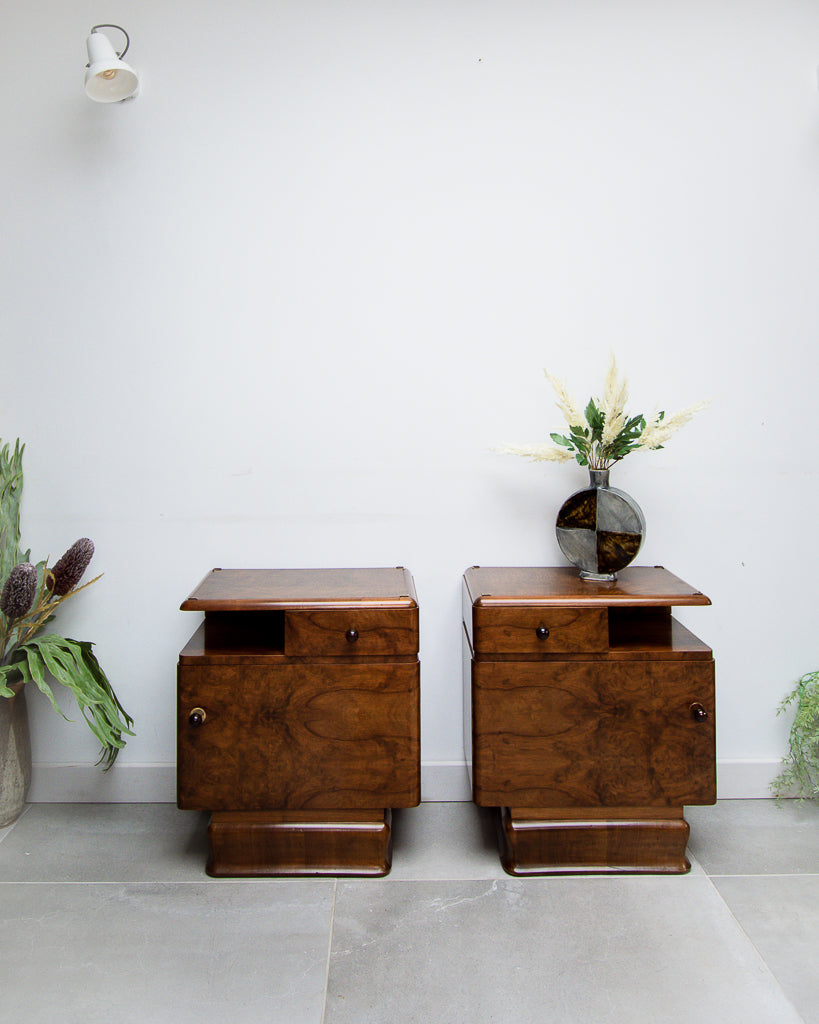Art Deco Bedside Cabinet / Table (Pair)